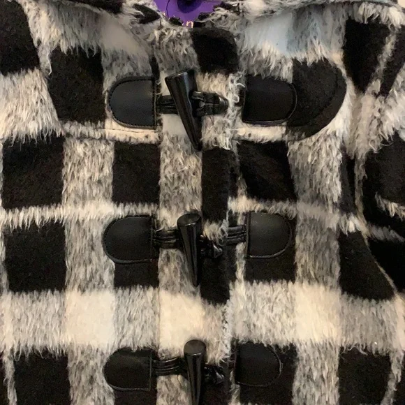 Madden Girl Kids Winter Coat Jacket Hoodie Black White 5 Toddler - Picture 2 of 7